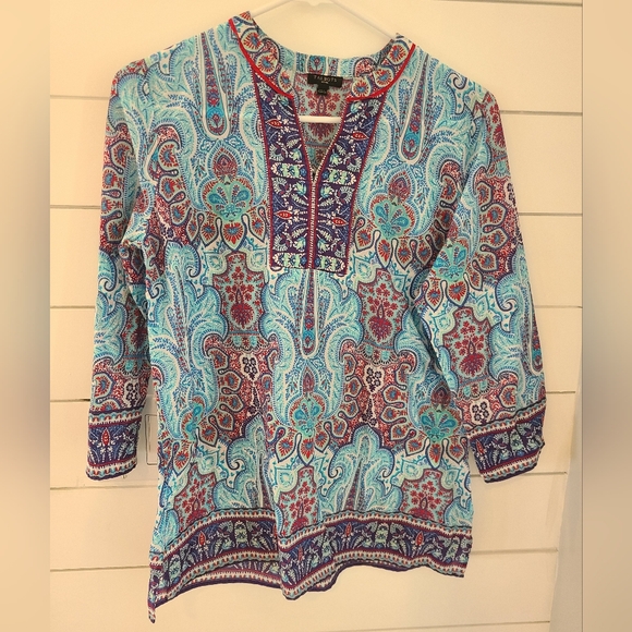 Talbots Blue and Red Paisley Tunic - Picture 1 of 4